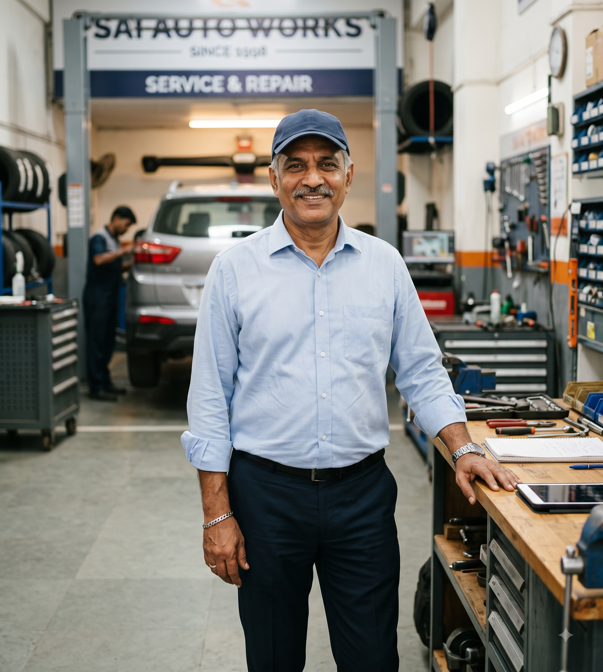 Workshop owner at work